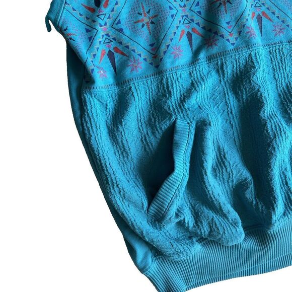 VTG Blast Fleece women 90s Vintage Half-Zip Jumper Green blue bohemian Sz M. - Picture 5 of 9